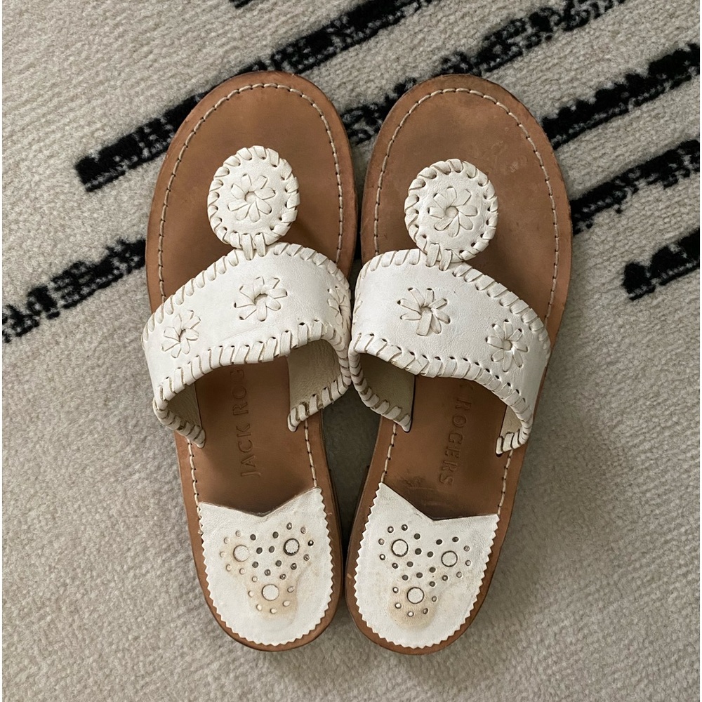 Jack Rogers White Sandals, Size 8